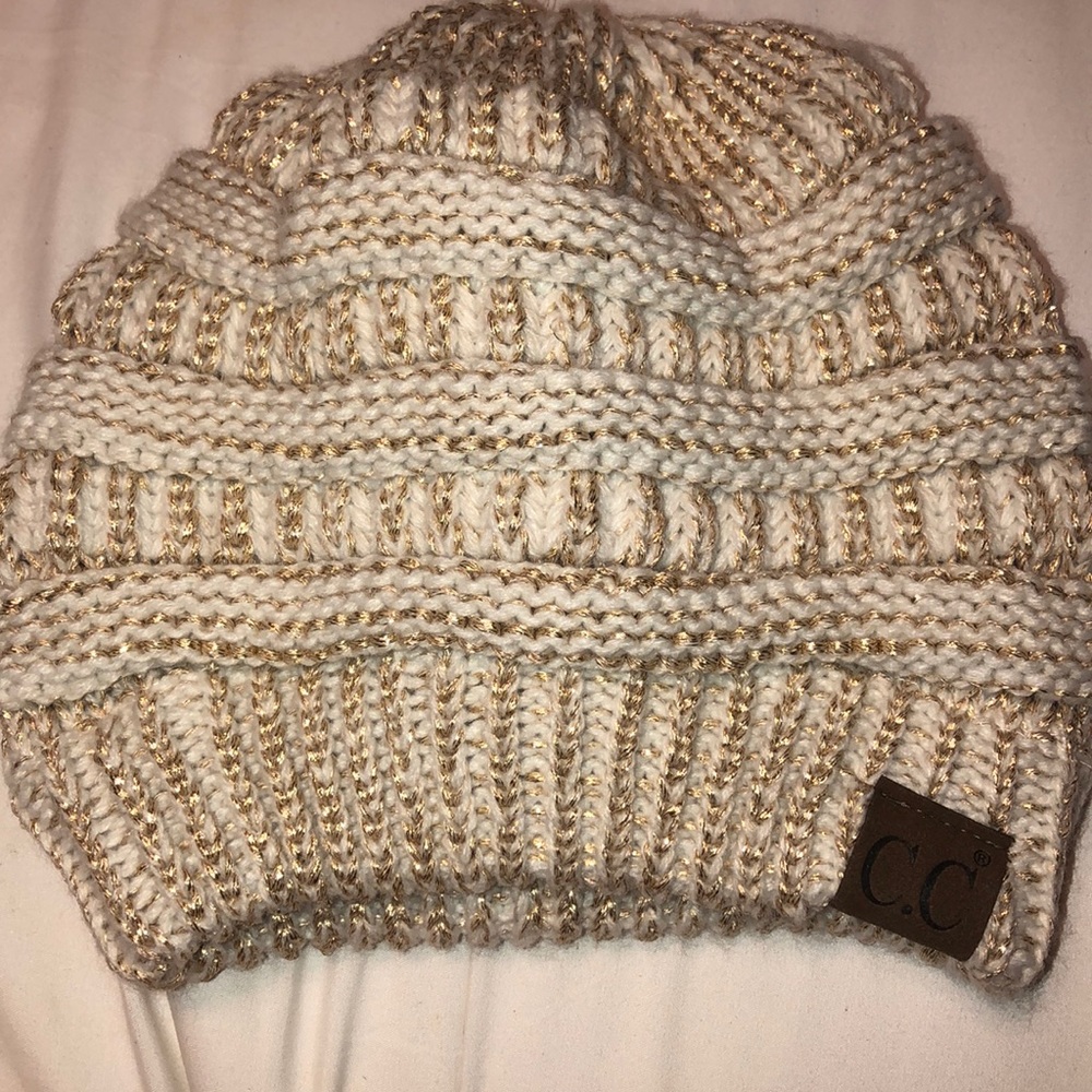 C.C. Gold and cream beanie
